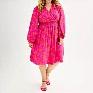 Draper James RSVP Wrap Midi Dress Plus Size 3X Office Work Career